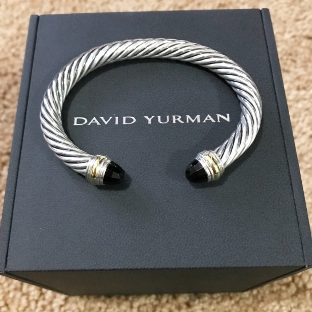 David Yurman Silver Bracelet with Black Accents